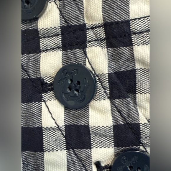 Loft Navy and White checkered preppy nautical shorts side zipper  size 8 EUC - Picture 3 of 9